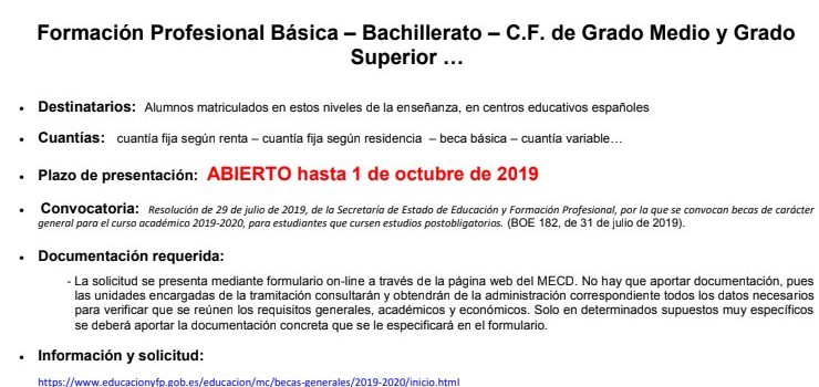 BECAS Y AYUDAS AL ESTUDIO 2019-20 BECAS Y AYUDAS AL ESTUDIO 2019-20